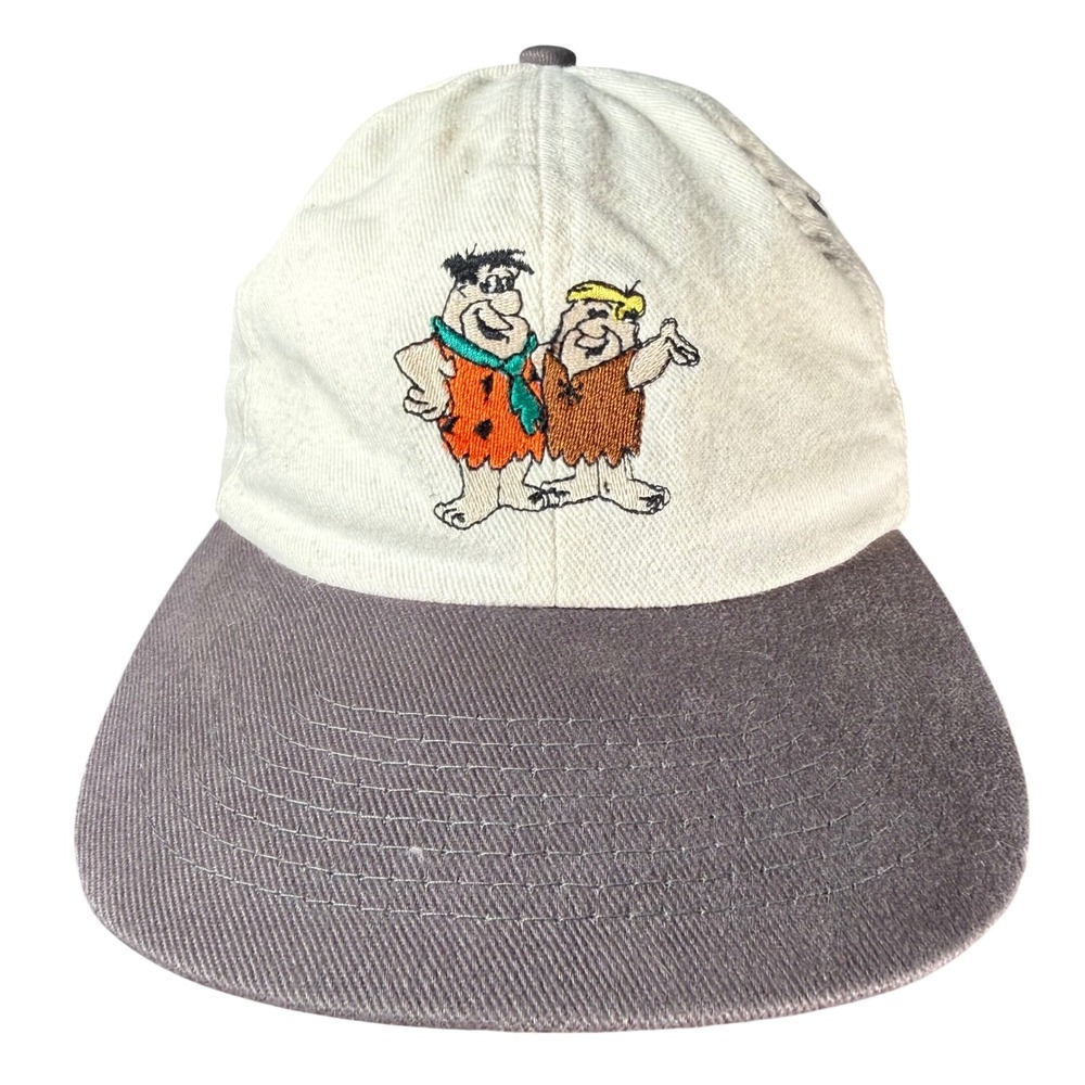 Cartoon Network The Flintstones Snapback Hat Men Cream 1995 Vintage